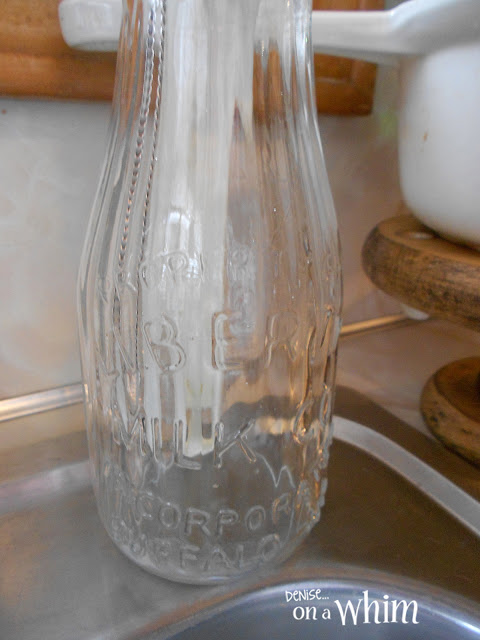 Glass Milk Bottle to Hold Kitchen Scrub Brushes | Denise on a Whim
