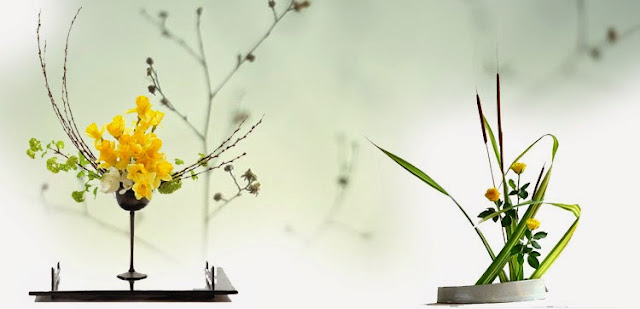 Arreglos de ikebana Dos arreglos de ikebana de estilos diferentes