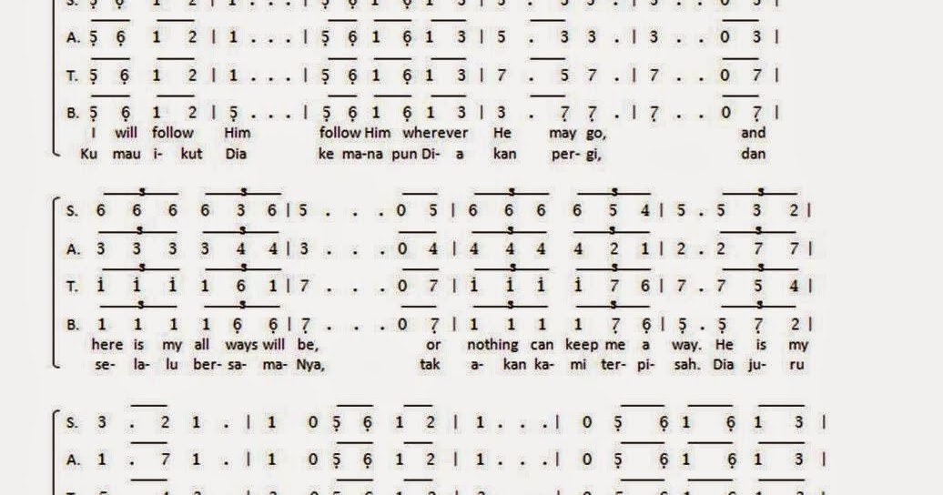 Teks Koor I Will Follow Him