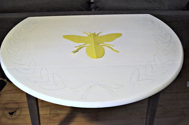 bee traced on table