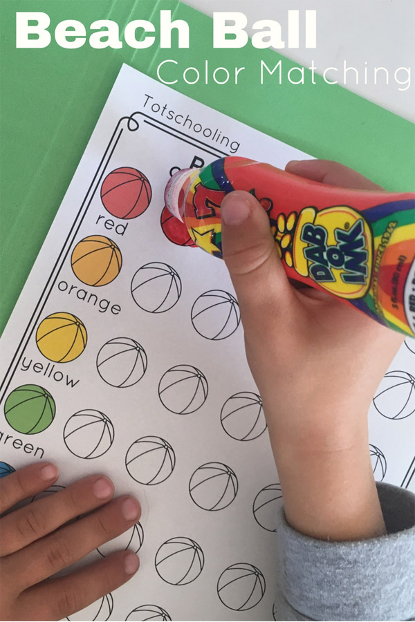 FREE printable Beach Ball worksheets for kids to learn colors, colors words and color mixing with a fun Summer theme! Great for preschoolers and toddlers who love to use do-a-dot markers and playdough!