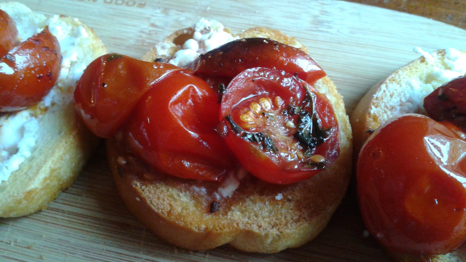 Red Wine Cherry Tomato & Goat Cheese Crostini