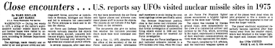 U.S. Reports Say UFOs Visited Nuclear Missile Sites in 1975 - Courier-Journal (Louisville, Kentucky) 1-19-1979