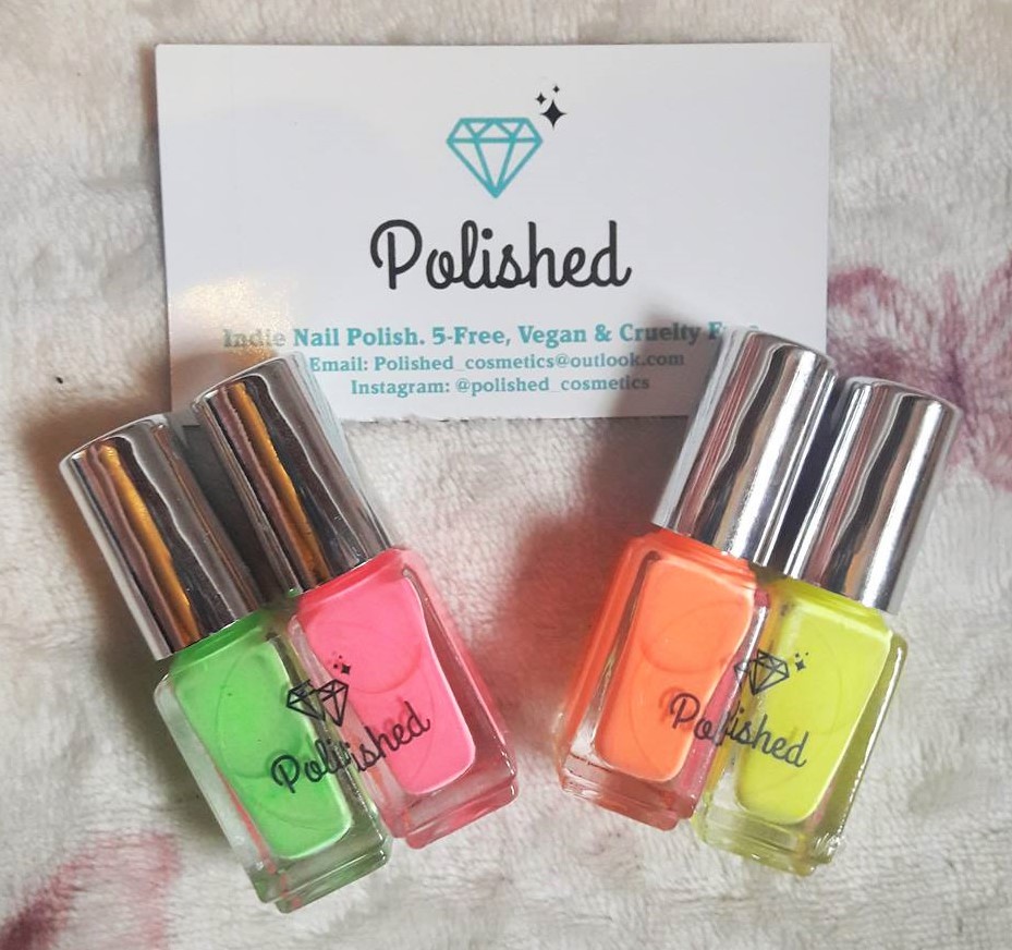 Swatches of new indie nail polish brand Polished Cosmeticsneon dream's