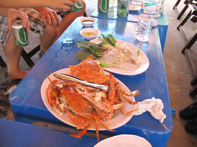 fresh crab and beer at the beach in vietnam  Lemon Cured Beef Salad (Goi Bo Tai Chanh) by Anthony of Food Affair Vietnam recipes seafood by the beach