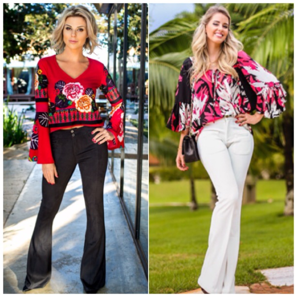 calça flare com bata