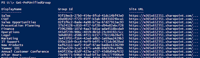 Get-PnPUnifiedGroup - Get all Office 365 Groups in tenant