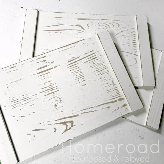 White distressed set of boards