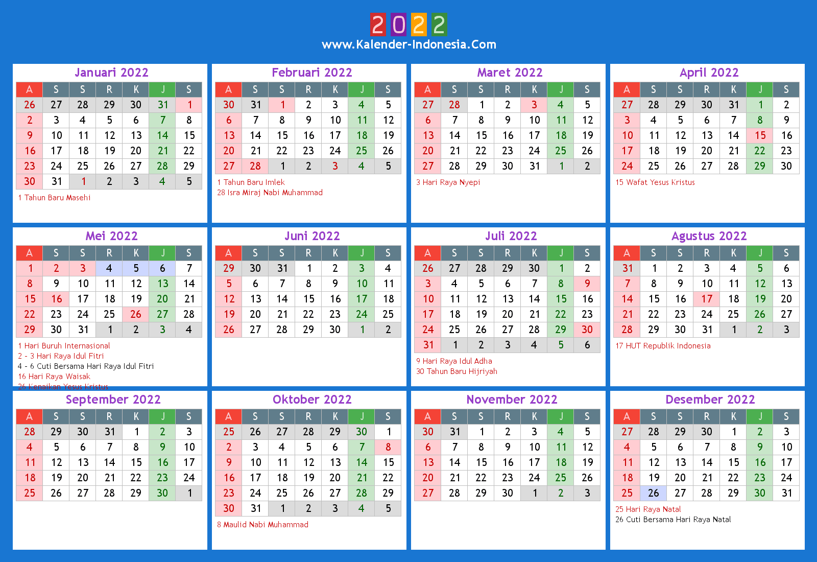 Download Kalender 2022 Indonesia Tanggal Hijriyah Dan Jawa Format