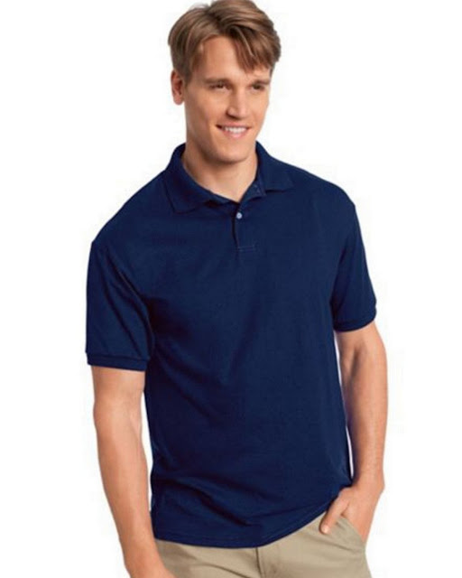 Hanes 054X Mens Comfortblend Jersey Polo - Navy– L