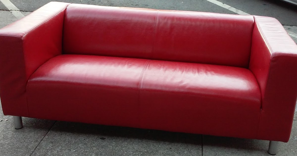 UHURU FURNITURE & COLLECTIBLES SOLD IKEA Red Leather Sofa 350