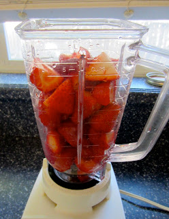 strawberries in blender