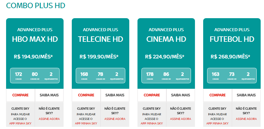 pacote combo sky
