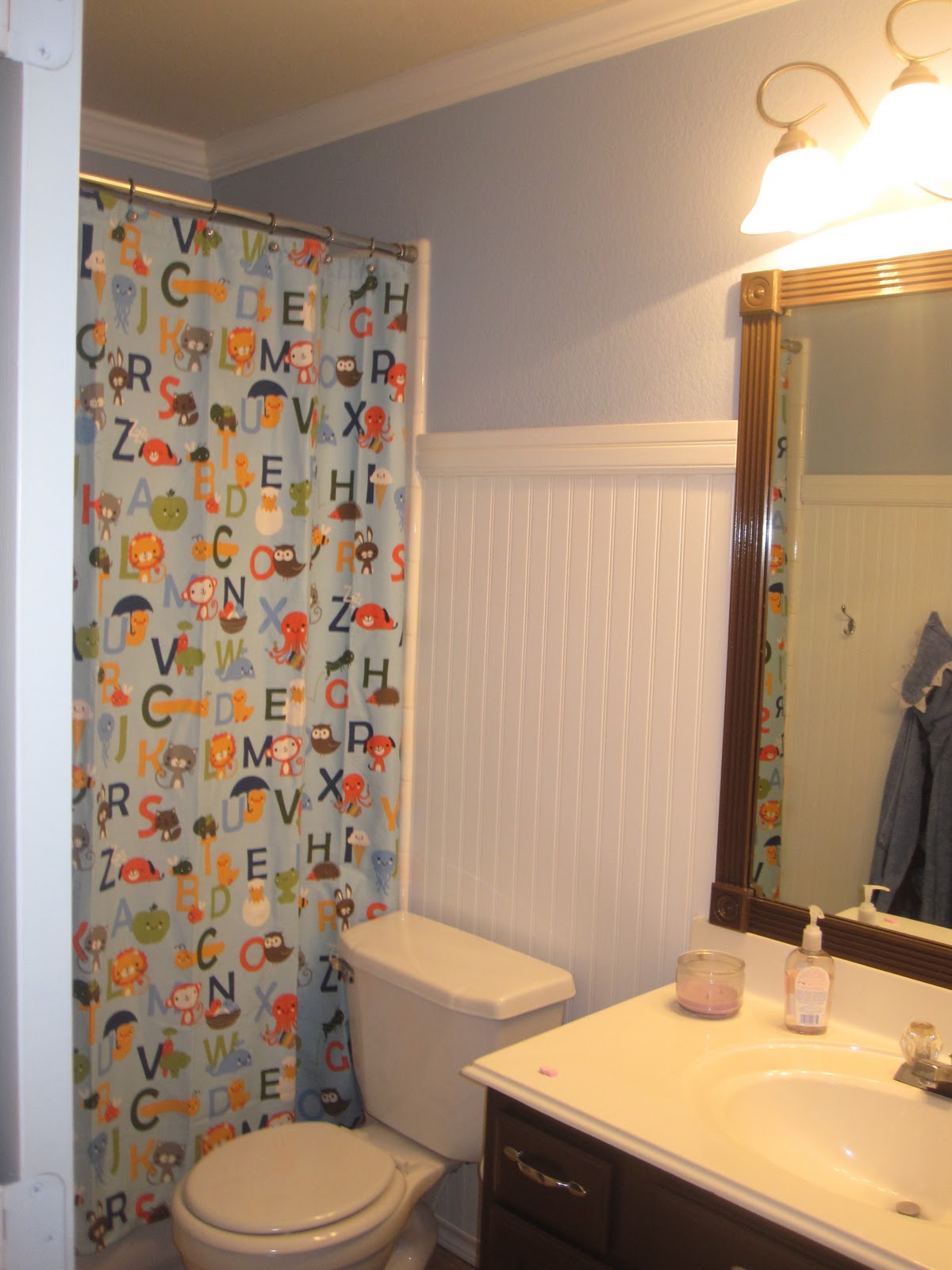 Sister's point of View New shower curtain/finished bathroom