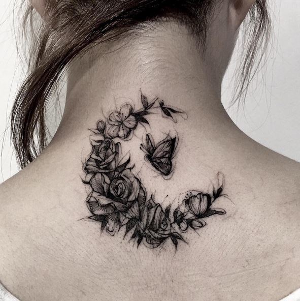 80+ Cute Neck Tattoos For Girls (2019) - Side & Back ...
