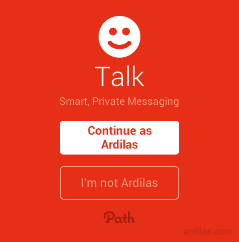 Cara Mendaftar / Membuat Akun di Aplikasi Path Talk - Android - Continue as nama_anda