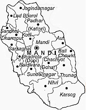 Map Of Mandi District Himachal Pradesh Mandi Himachal Gk History, Geography, River, Famous Places | Himpustak.com