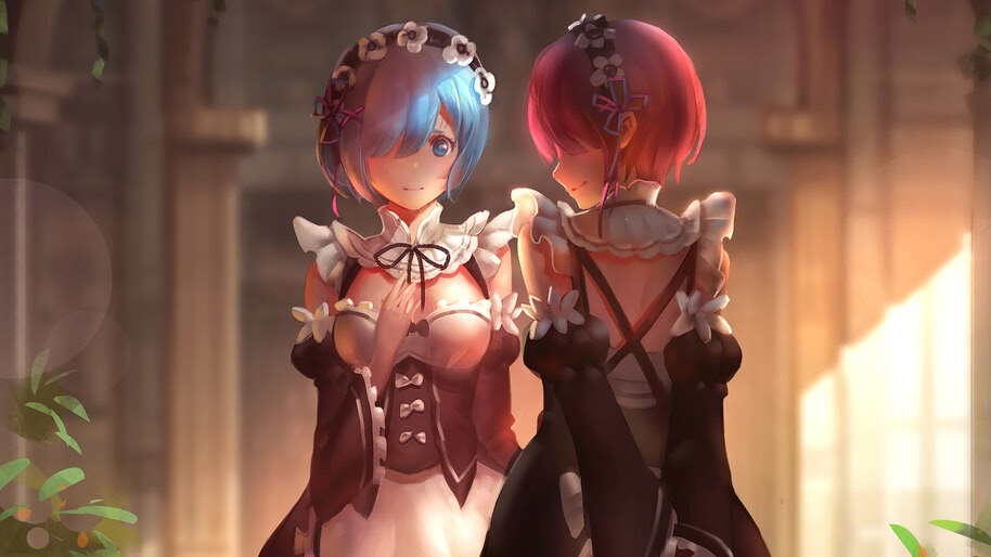 Rem, Ram, Re:Zero, Anime, Maid, Girls, 4K, #4.2676