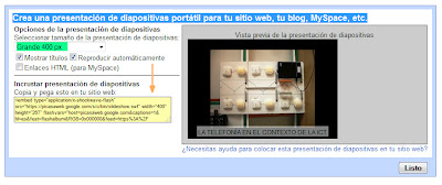 Se describe una ejemplificación de como publicar una presentación de Picasa en Blogger.