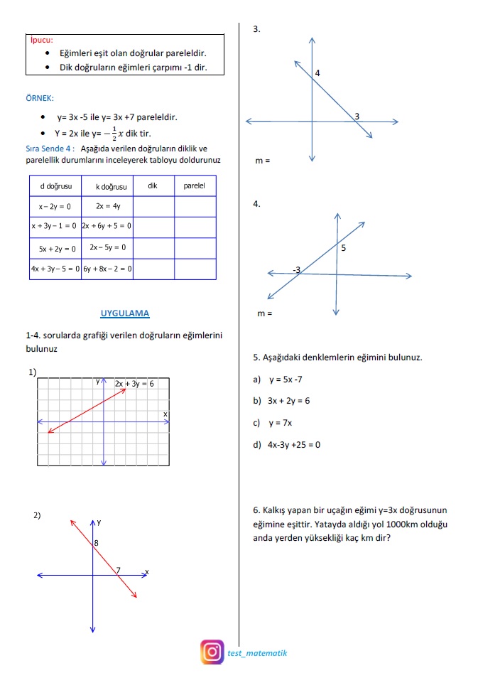 8 Sinif Egim Konu Anlatimi 2 Test Matematik