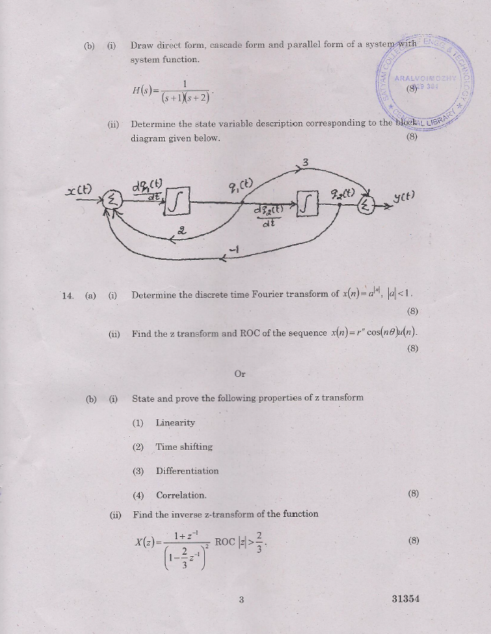 EC2204 Signals and Systems Nov Dec 2013 Question Paper University