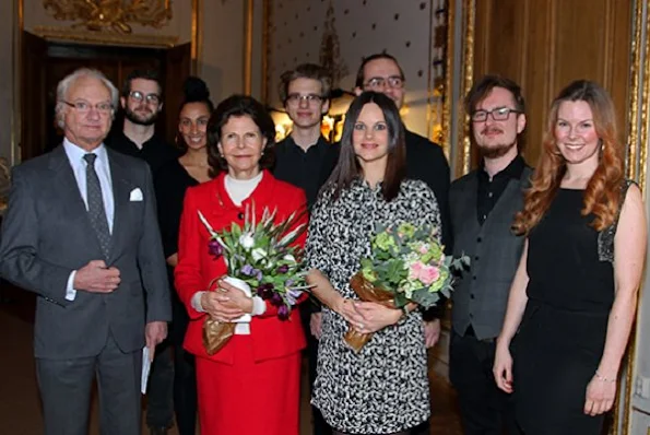 King Carl Gustaf, Queen Silvia and Princess Sofia Hellqvist of Sweden attended a concert at the Royal Palace in Stockholm. The concert was held in the Hall of State at the Royal Palace of Stockholm as part of the Young Music at the Palace festival.