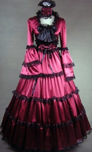 Red Lace and Bow Gothic Victorian Dress