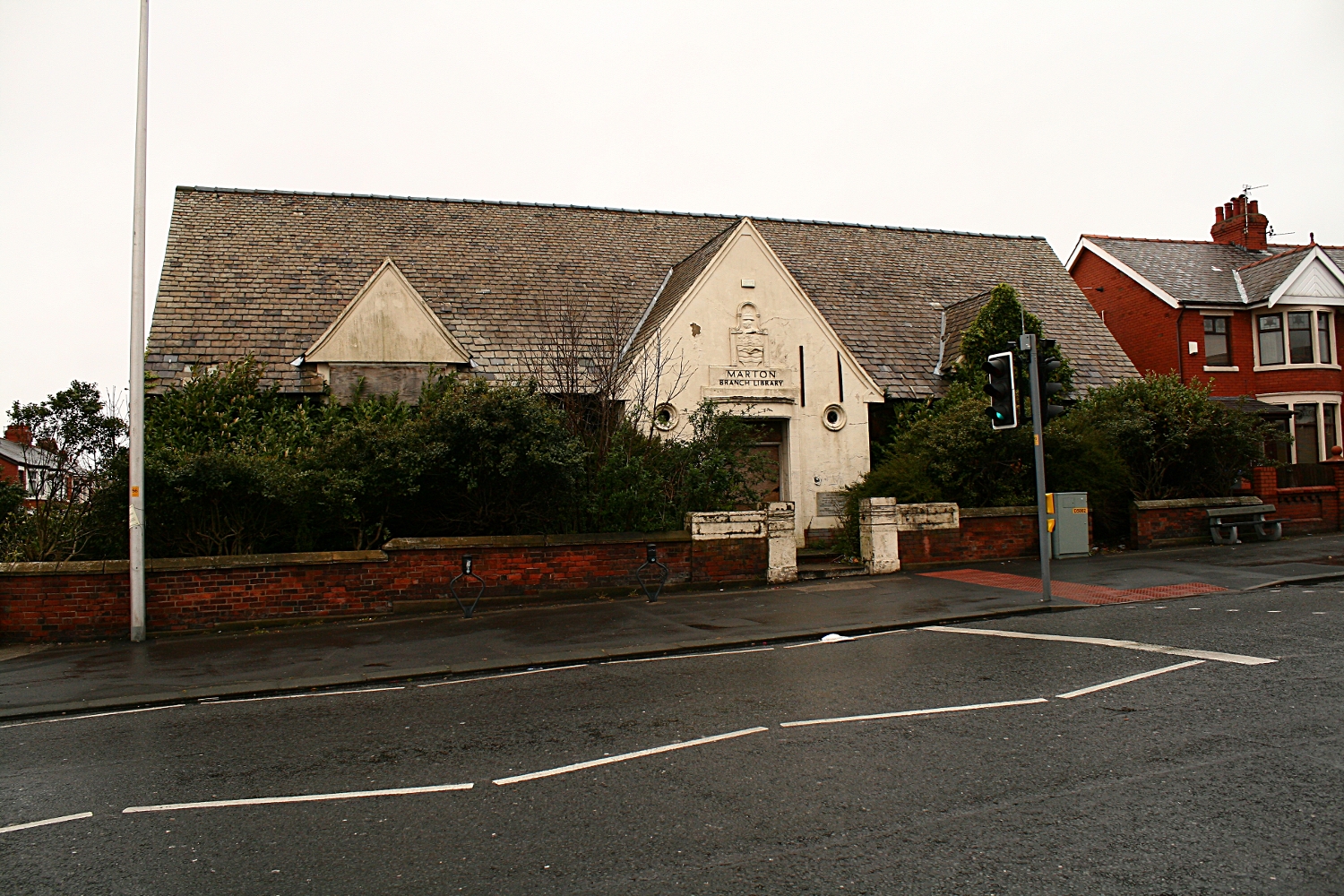 Roads and artifacts Marton Drive Library, Blackpool