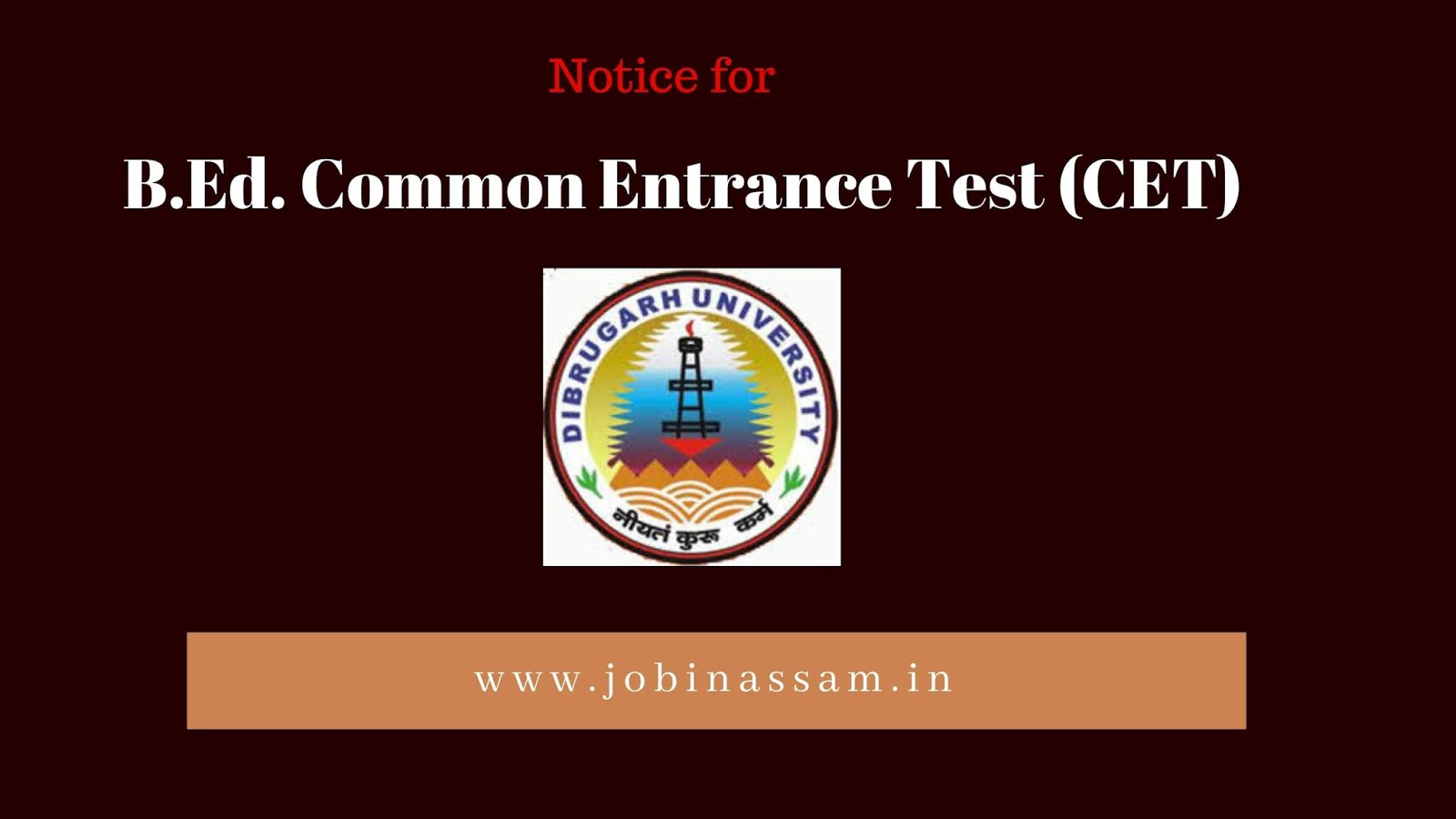 Dibrugarh University B.Ed. Common Entrance Test (CET) 2019, Apply