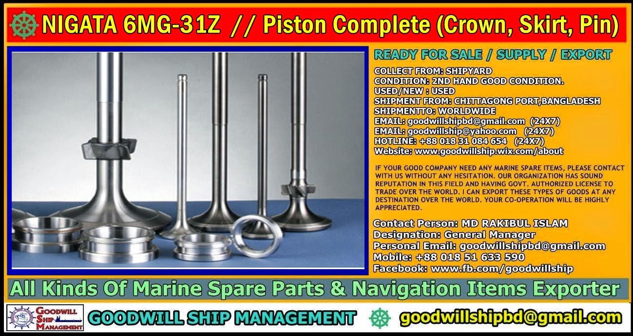 Worldwide Marine Spare Parts Exporter NIGATA 6MG31Z / Piston Complete