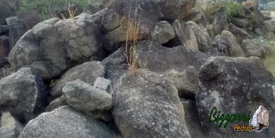 Pedra moledo para execução de paisagismo.