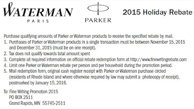 Parker / Waterman 2015 Rebate on New Pens