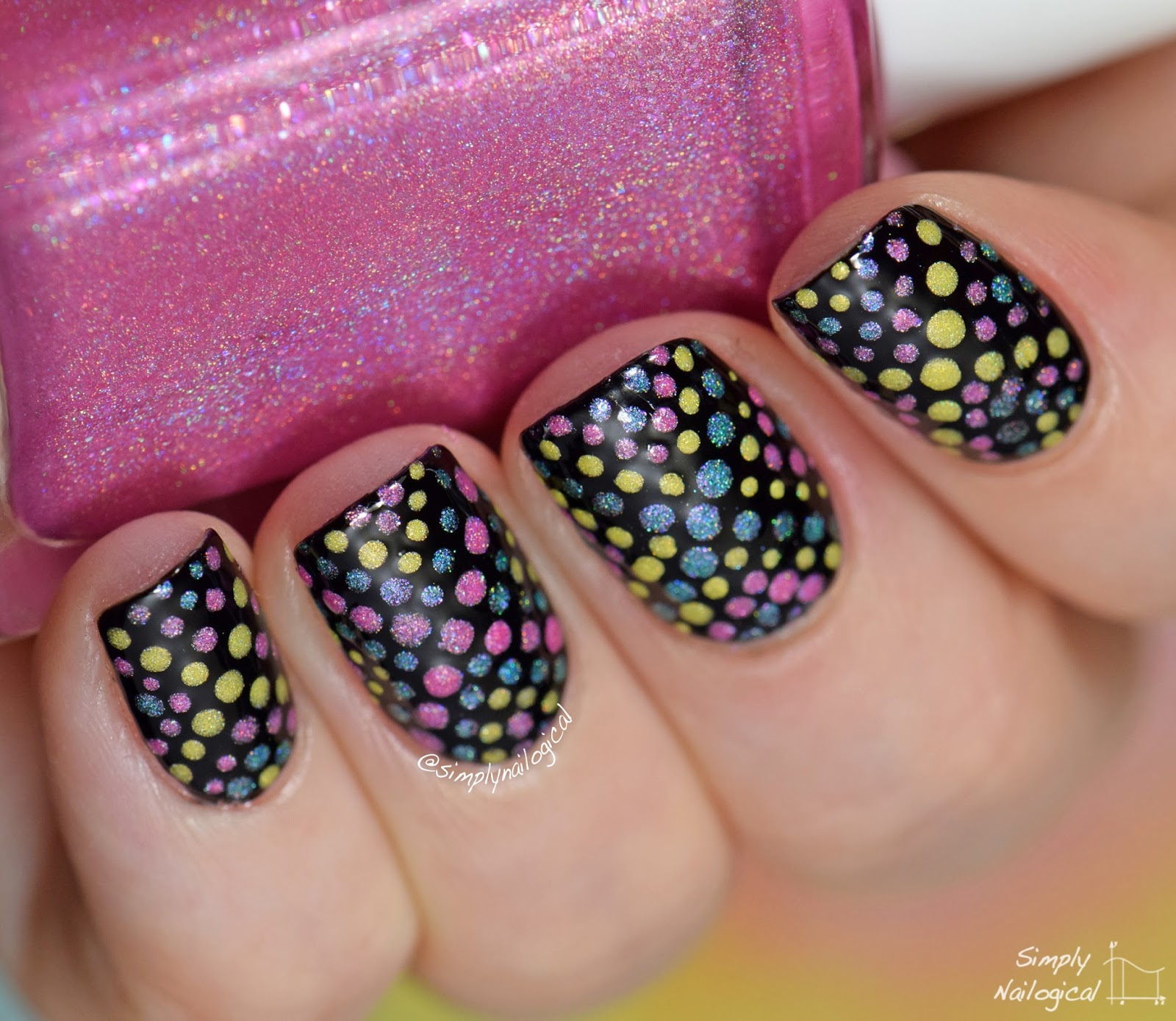 Simply Nailogical: Bestie twin nails: Multi-coloured 'X' dotticure with ...