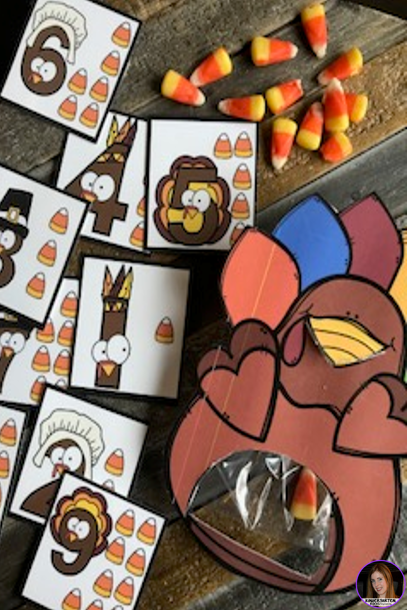 Turkey and Thanksgiving (November) Math and Literacy Centers for Preschool are full of fun hands-on centers that will help build writing (fine-motor) and math and literacy skills.