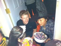Mark Zuckerberg and wife giving out treats at Halloween!