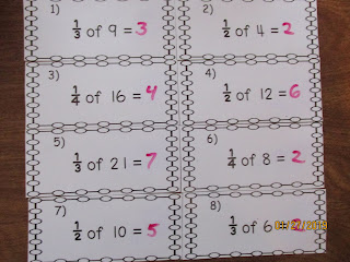 Fraction of a Whole Number Task Cards