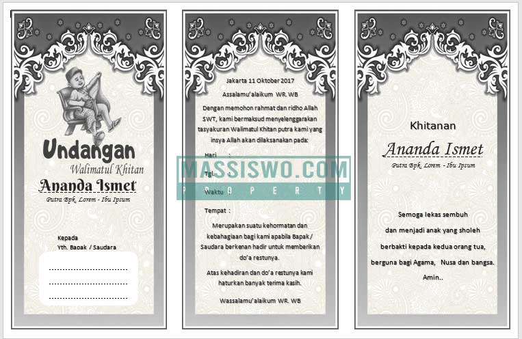 17+ Undangan Walimatul Khitan Format Word (Bisa di Edit) - Massiswo.Com