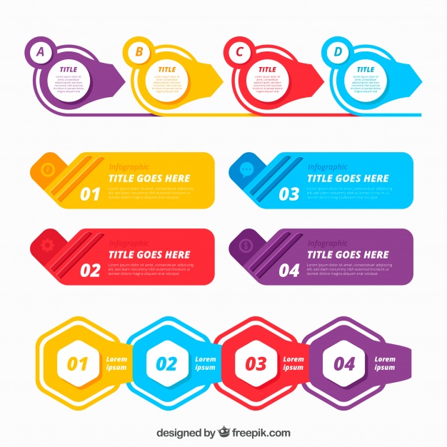 colorful infographic elements collection in flat style free vector