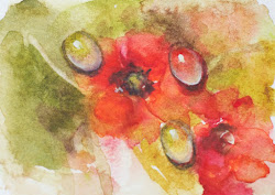 water droplets watercolor paint painting drops paintings poppies artist trading card sold