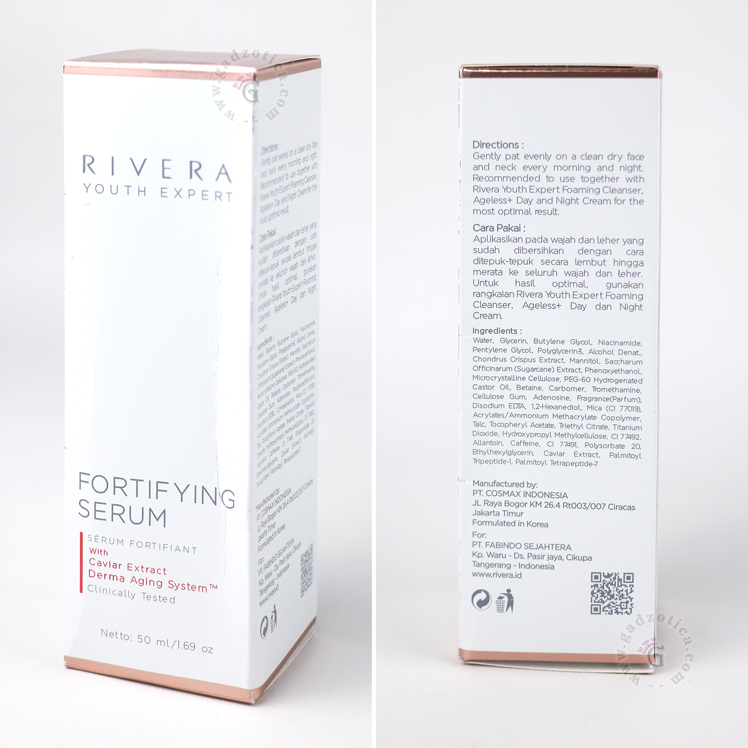 Ingredients Rivera Youth Expert Fortifying Serum