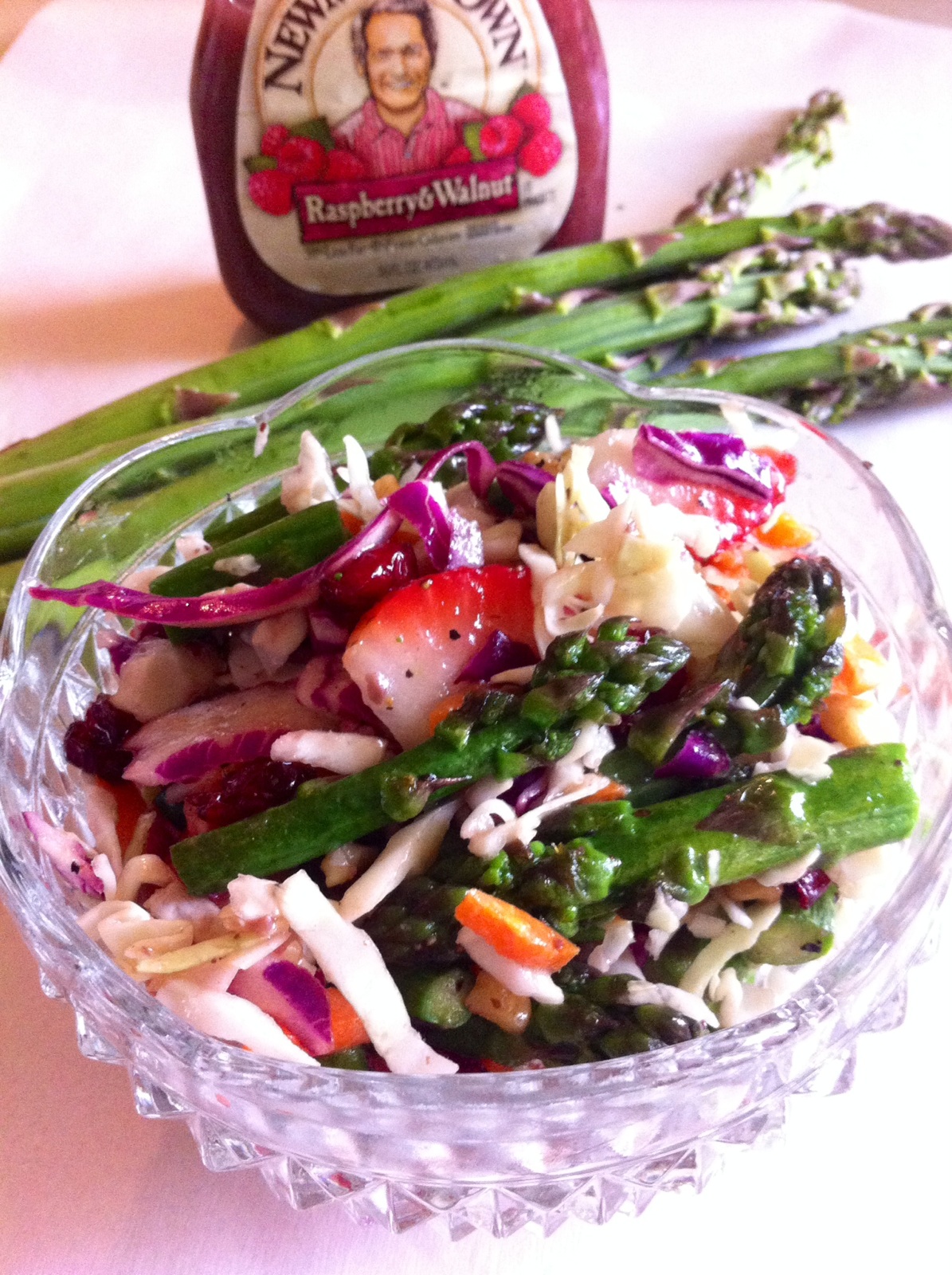 Asparagus Coleslaw With Strawberriries and Craisins