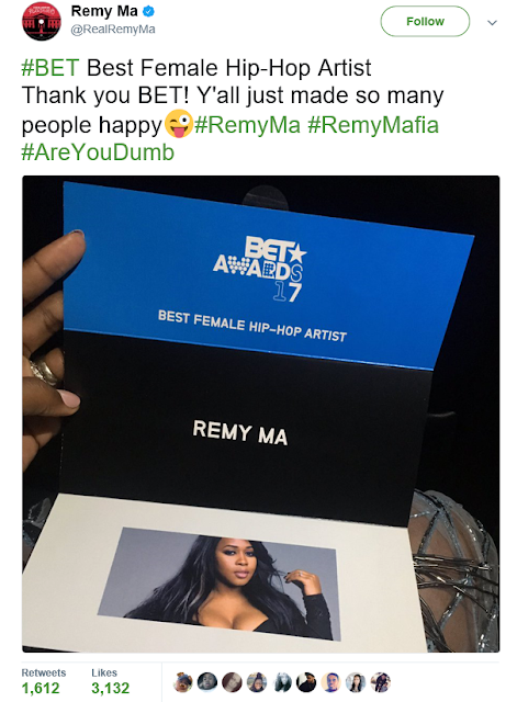 1 Remy Ma dethrones Nicki Minaj to win Best female Hip Hop artist award