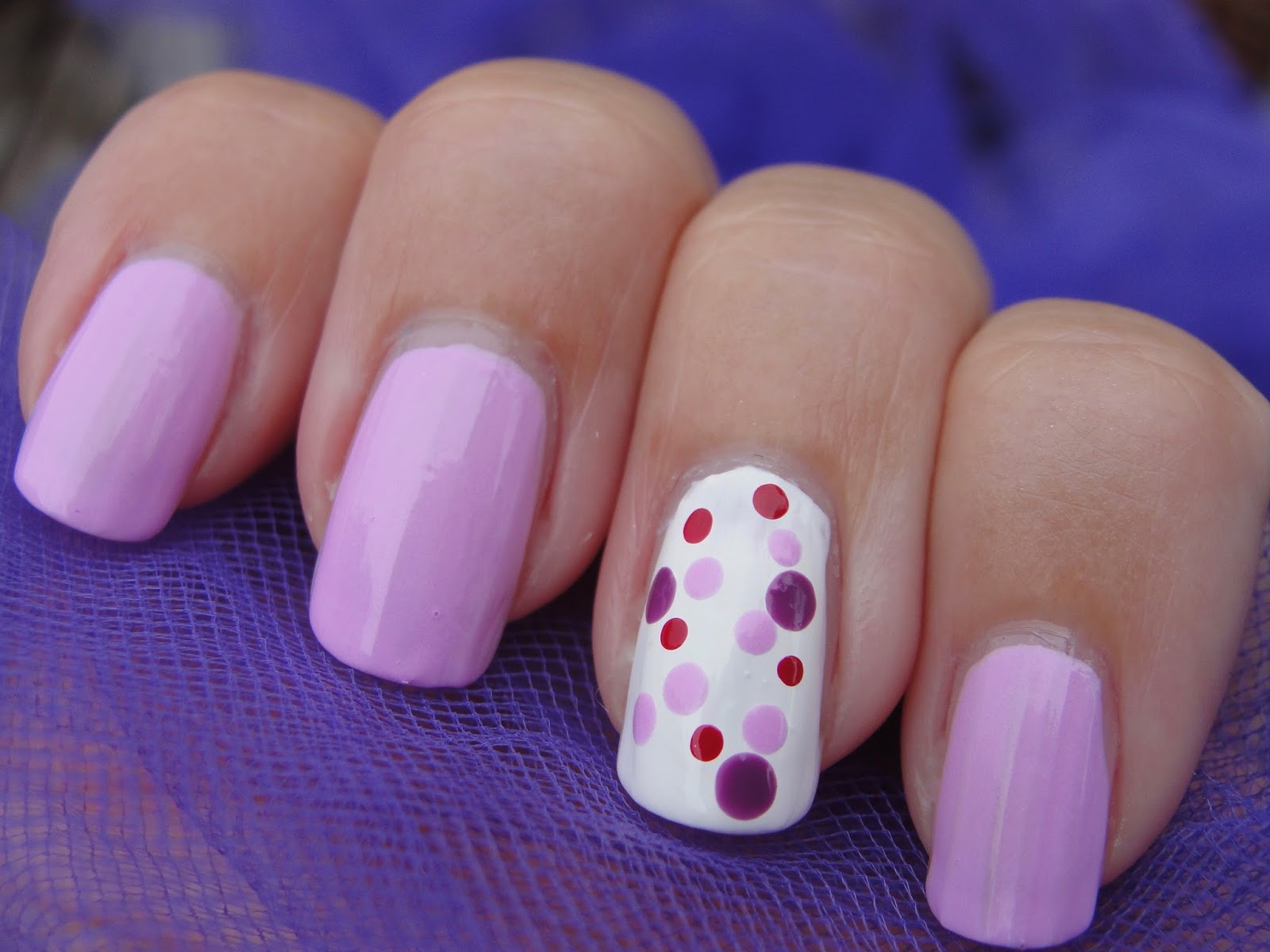 10. Pink and Purple Polka Dot Nails - wide 7