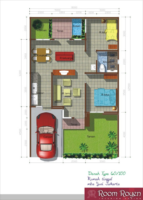 Gambar Denah Rumah Minimalis Type 60 Minimalis Modern