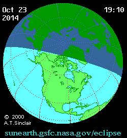 eclipse solar 23 de outubro de 2014 - mapa de visibilidade