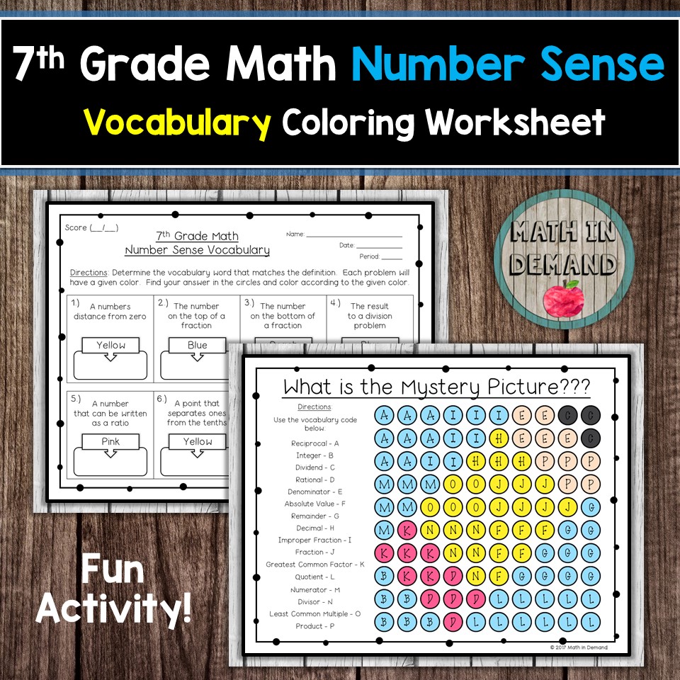 Math in Demand: 7th Grade Math Vocabulary Coloring Worksheets