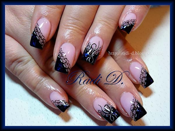 It`s all about nails: Black Diagonal French & Lace