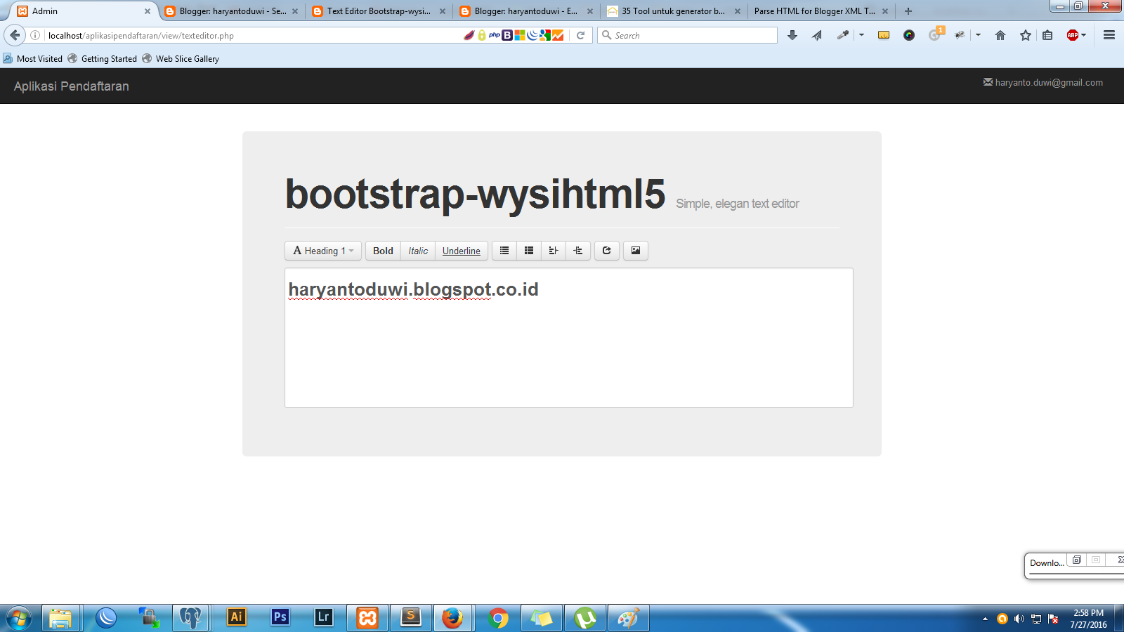 Text Editor Bootstrapwysihtml5 haryantoduwi
