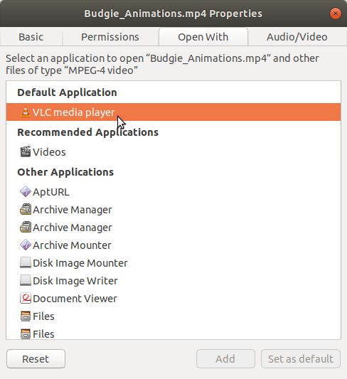how to change default video player in ubuntu