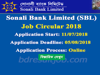 Sonali Bank Limited (SBL) Officer (Cash) Job Circular 2018